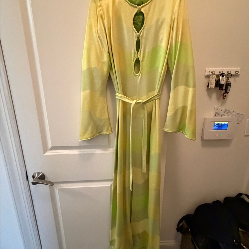 Alexis Serena Floor-Length Cut-Out Dress Lime Green
